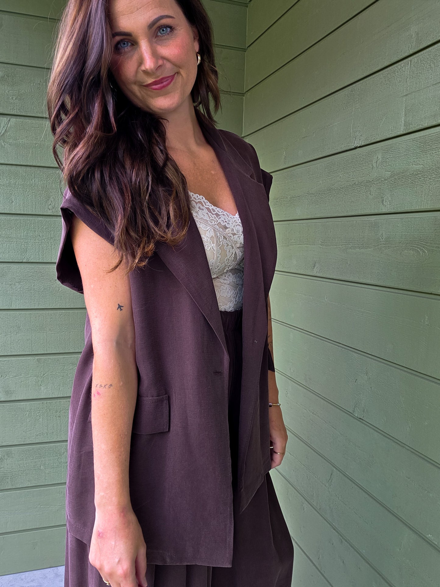 Mouwloze Blazer - Chocolat Brown Ambika