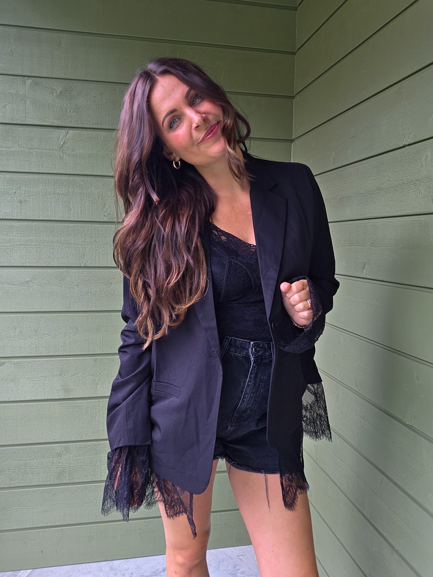 Blazer Met Kant - Black