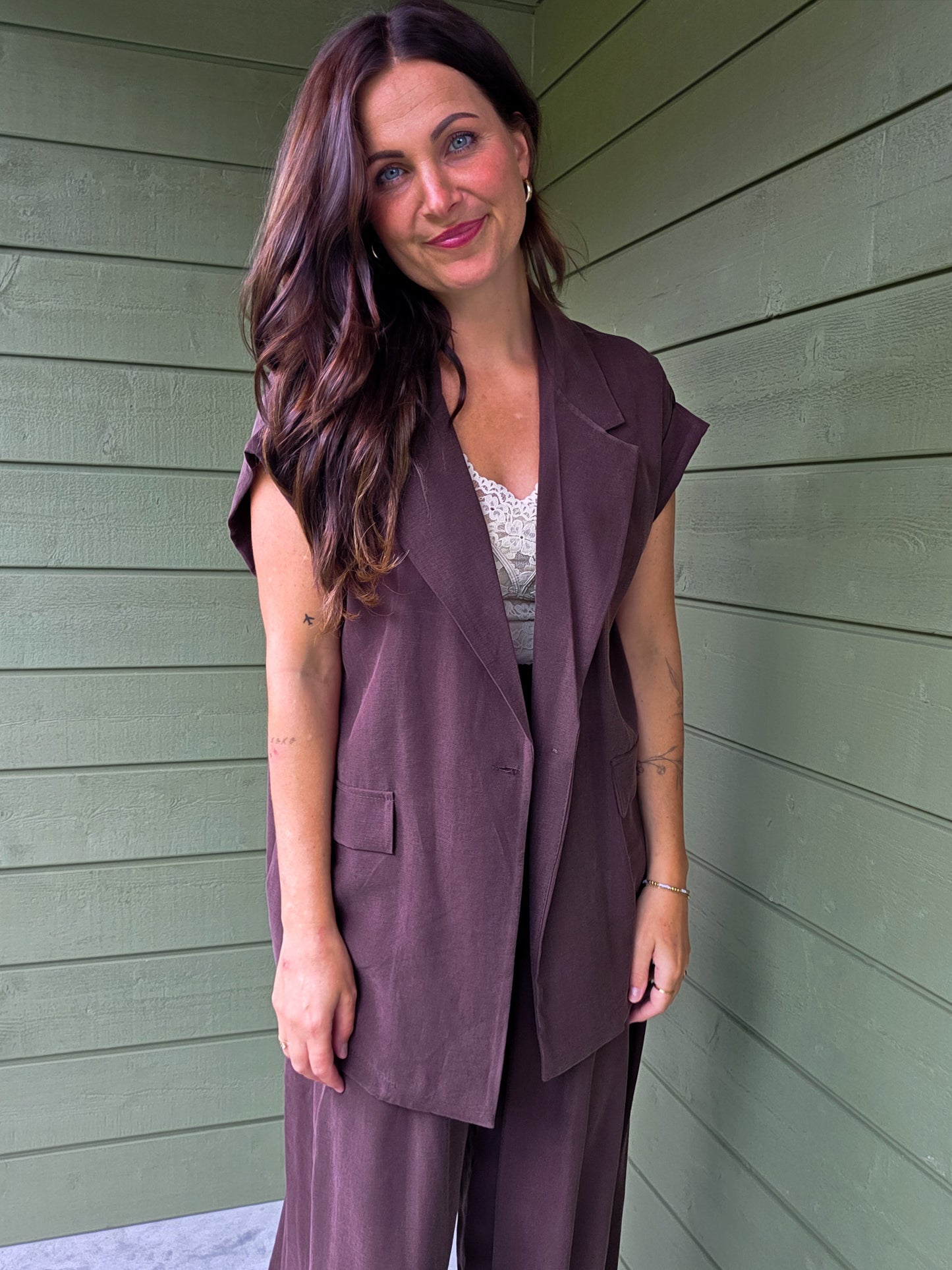 Mouwloze Blazer - Chocolat Brown Ambika