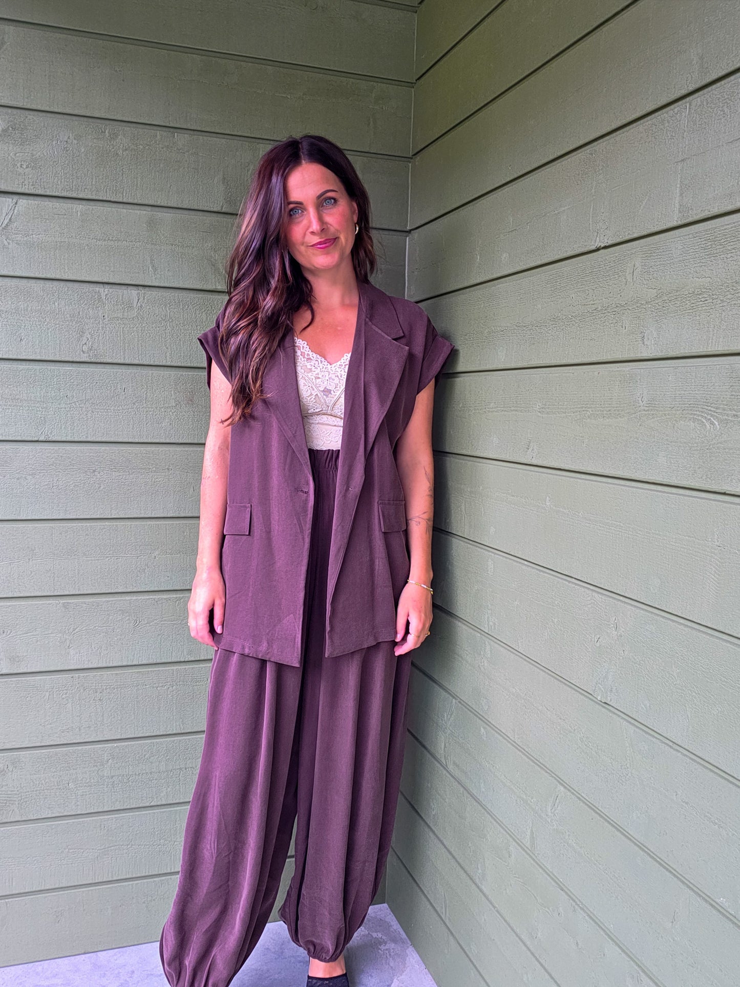 Mouwloze Blazer - Chocolat Brown Ambika