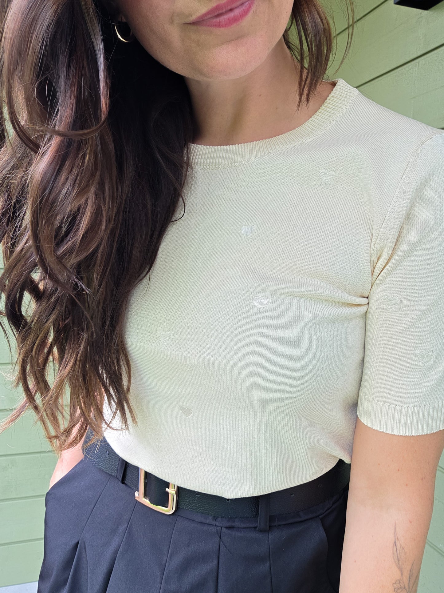Beige Trui Met Hartjes