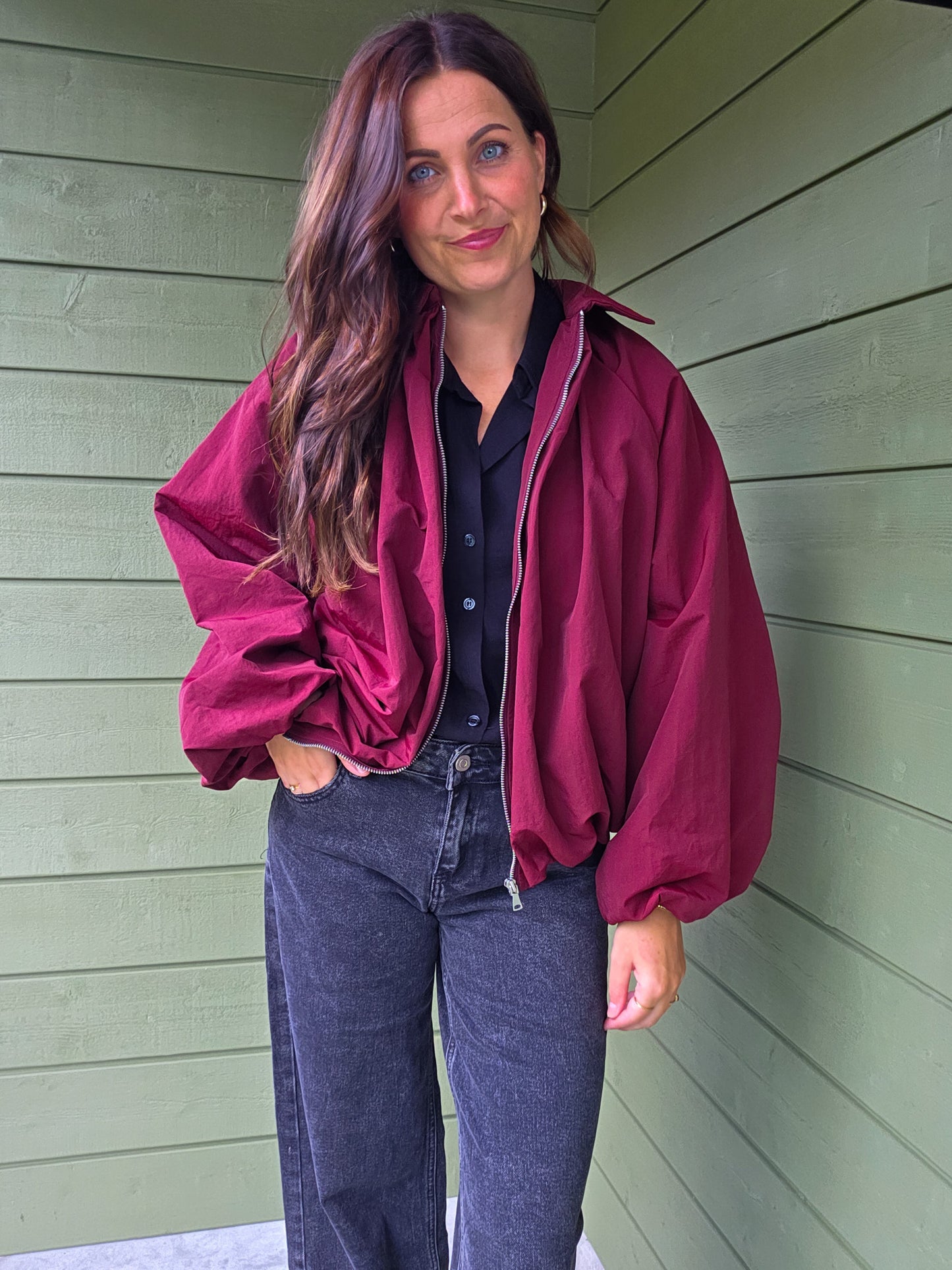 Bordeaux Bomber Jacket