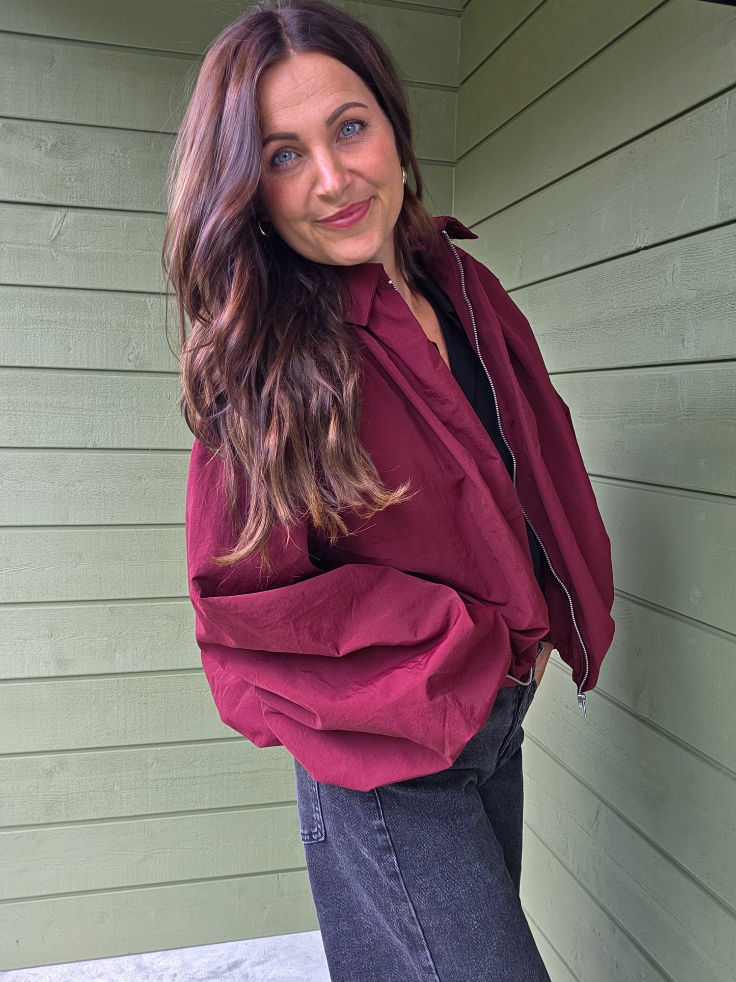 Bordeaux Bomber Jacket