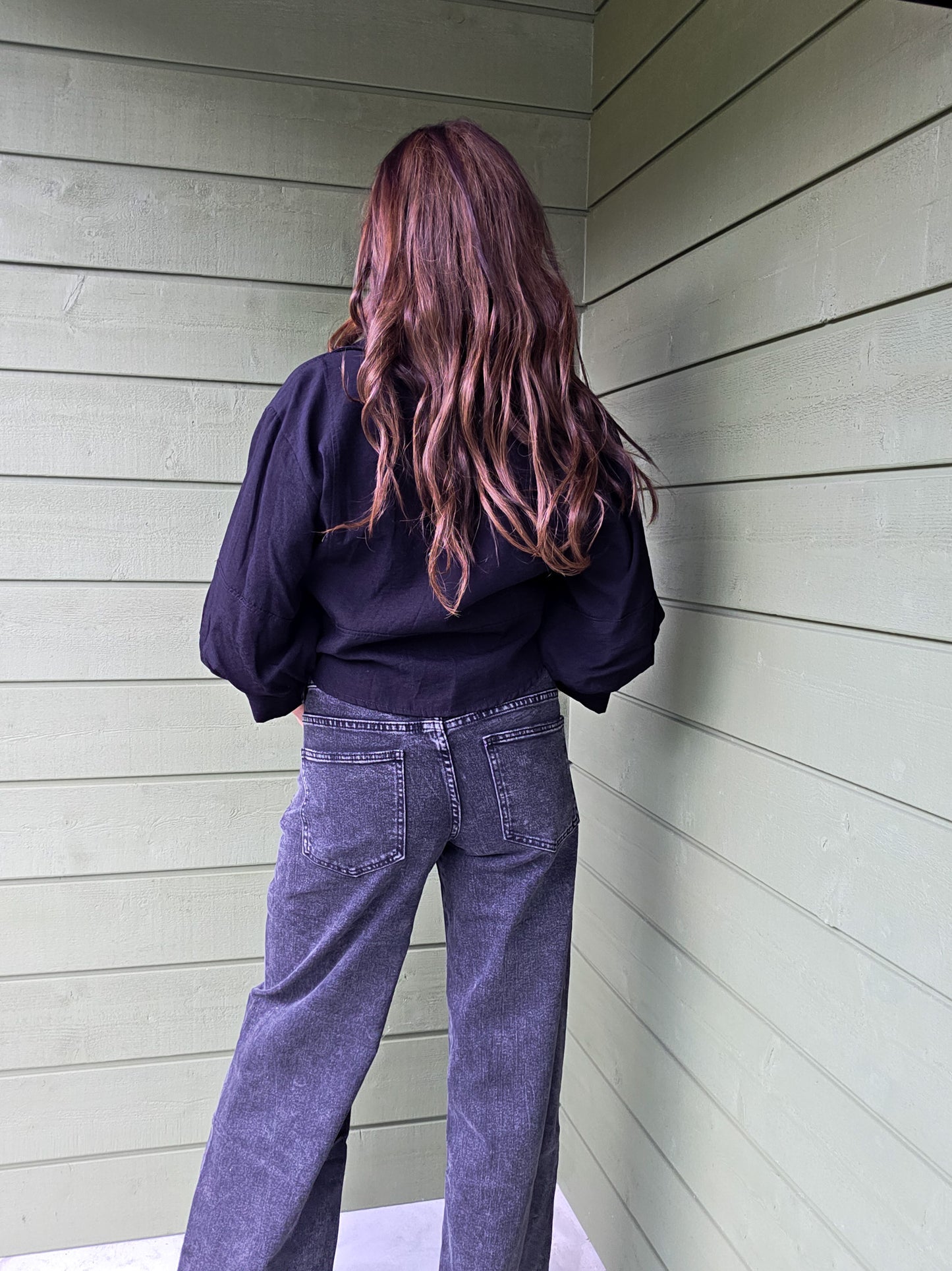 Dark Black/Grey Wide Leg