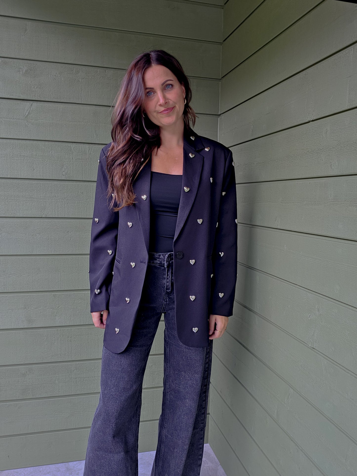 Blazer Met Hartjes - Black Ambika