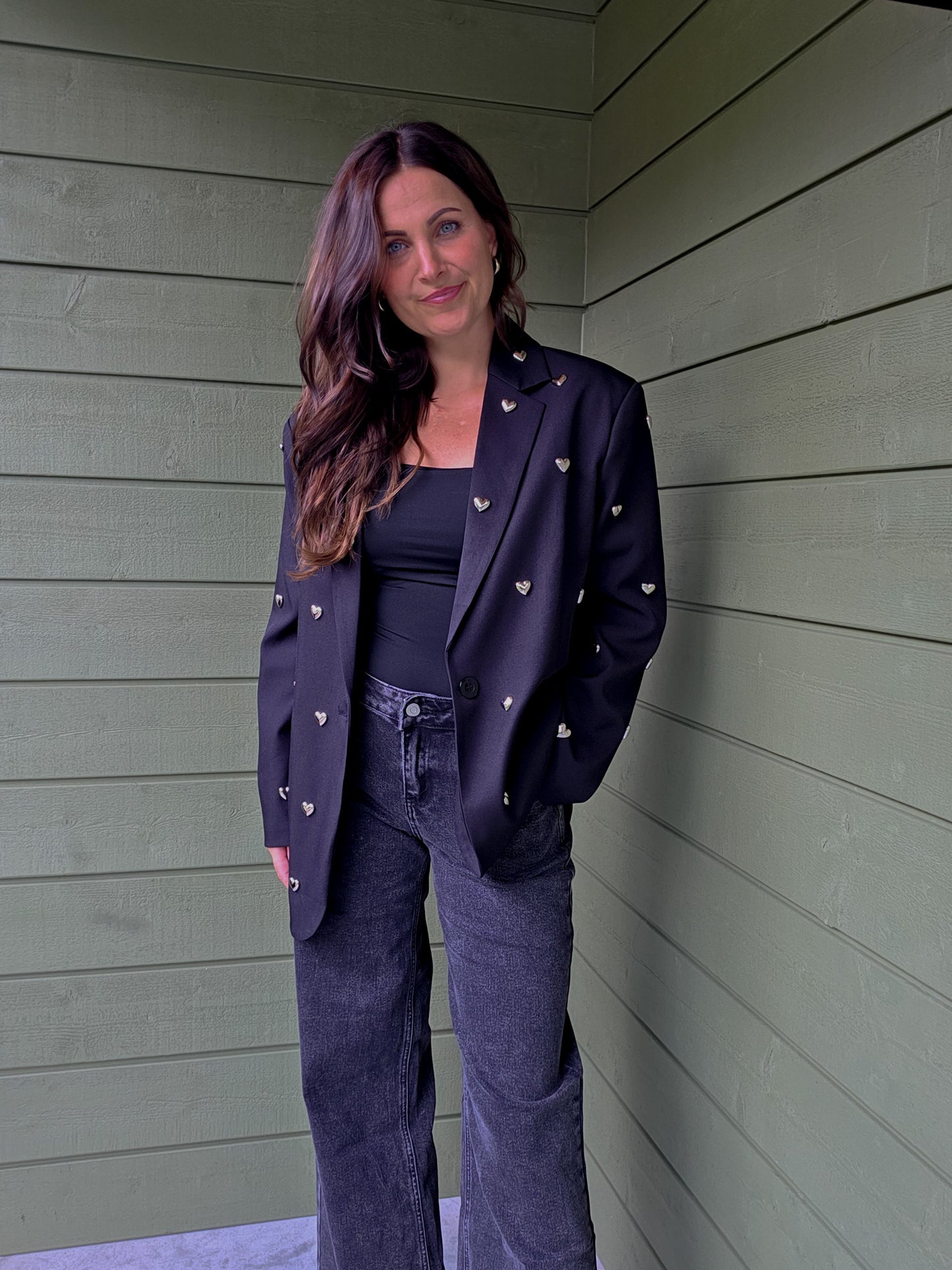 Blazer Met Hartjes - Black Ambika