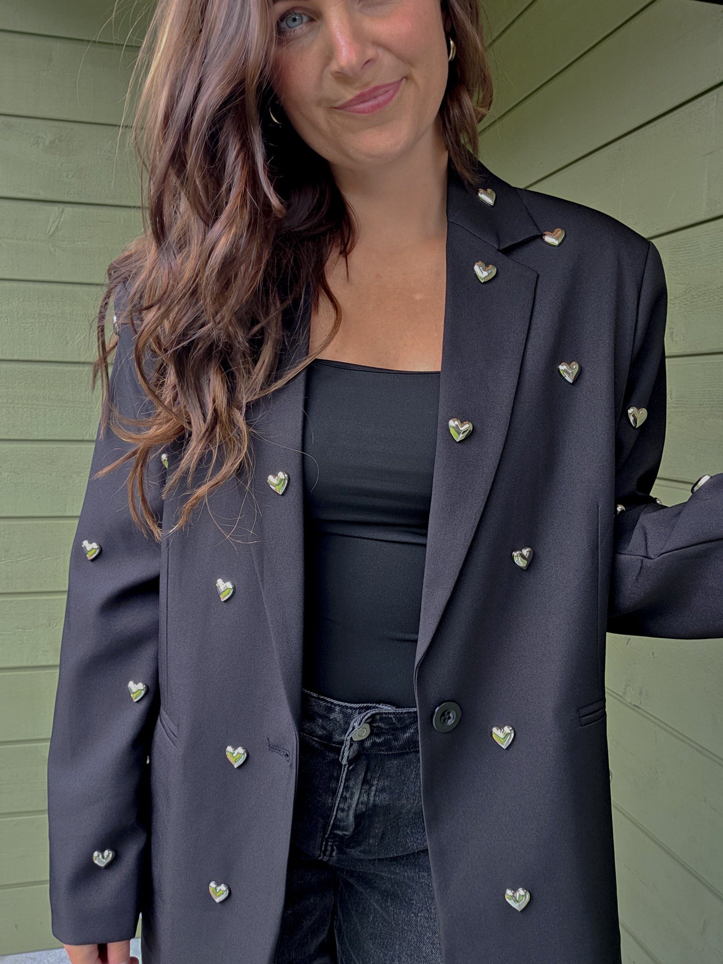 Blazer Met Hartjes - Black Ambika