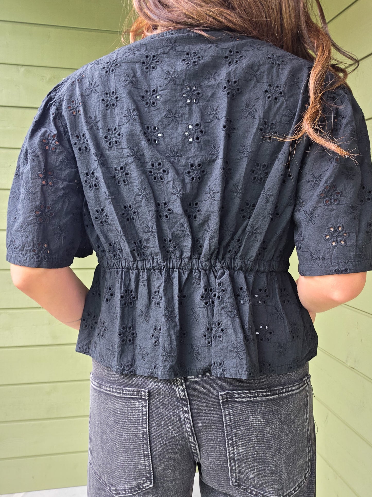 Zwarte Broderie Top