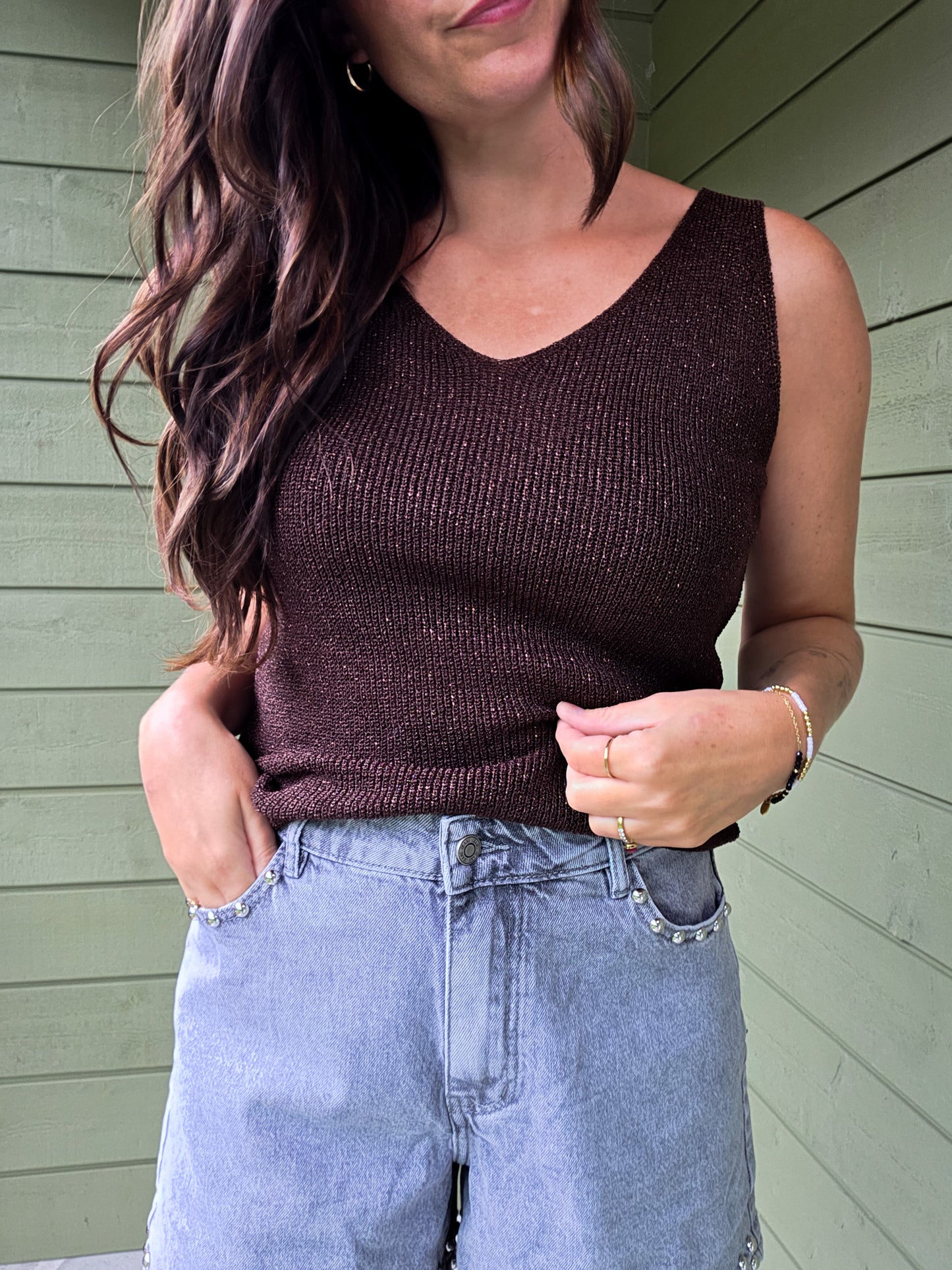 Chocolat Brown Glitter Top