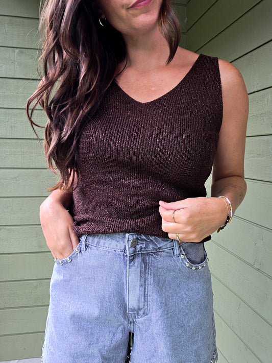 Chocolat Brown Glitter Top
