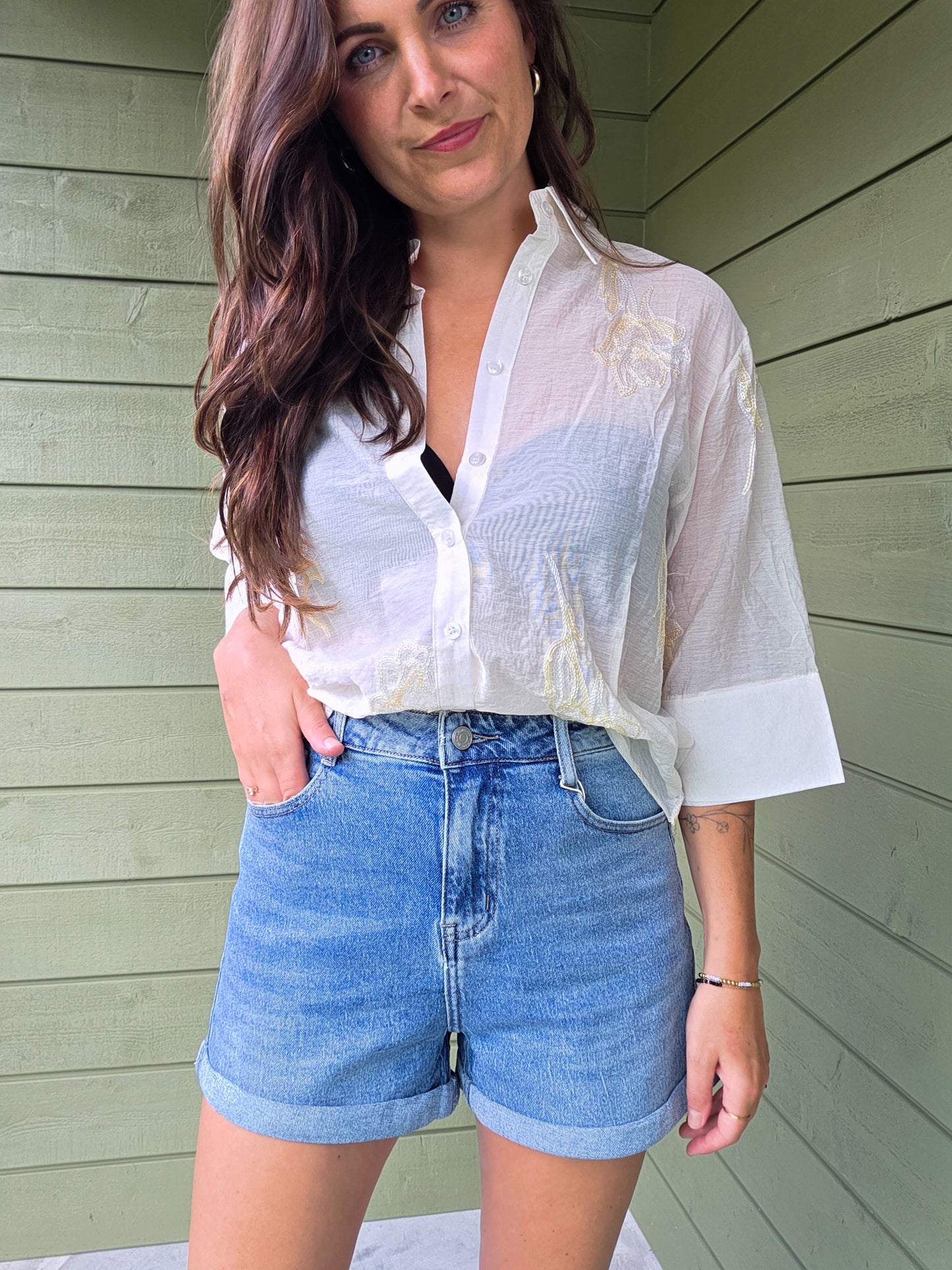 Denim High Waist Short - Light Blue