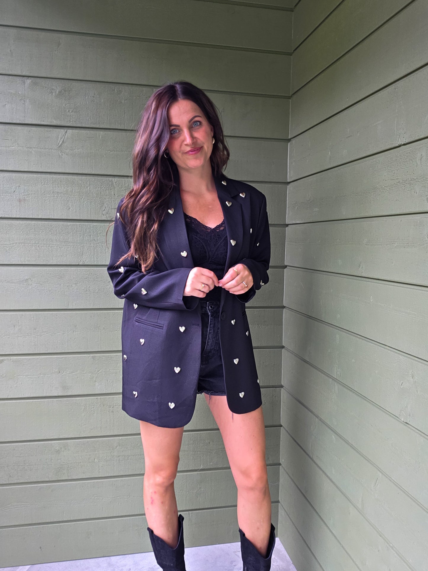 Blazer Met Hartjes - Black Ambika