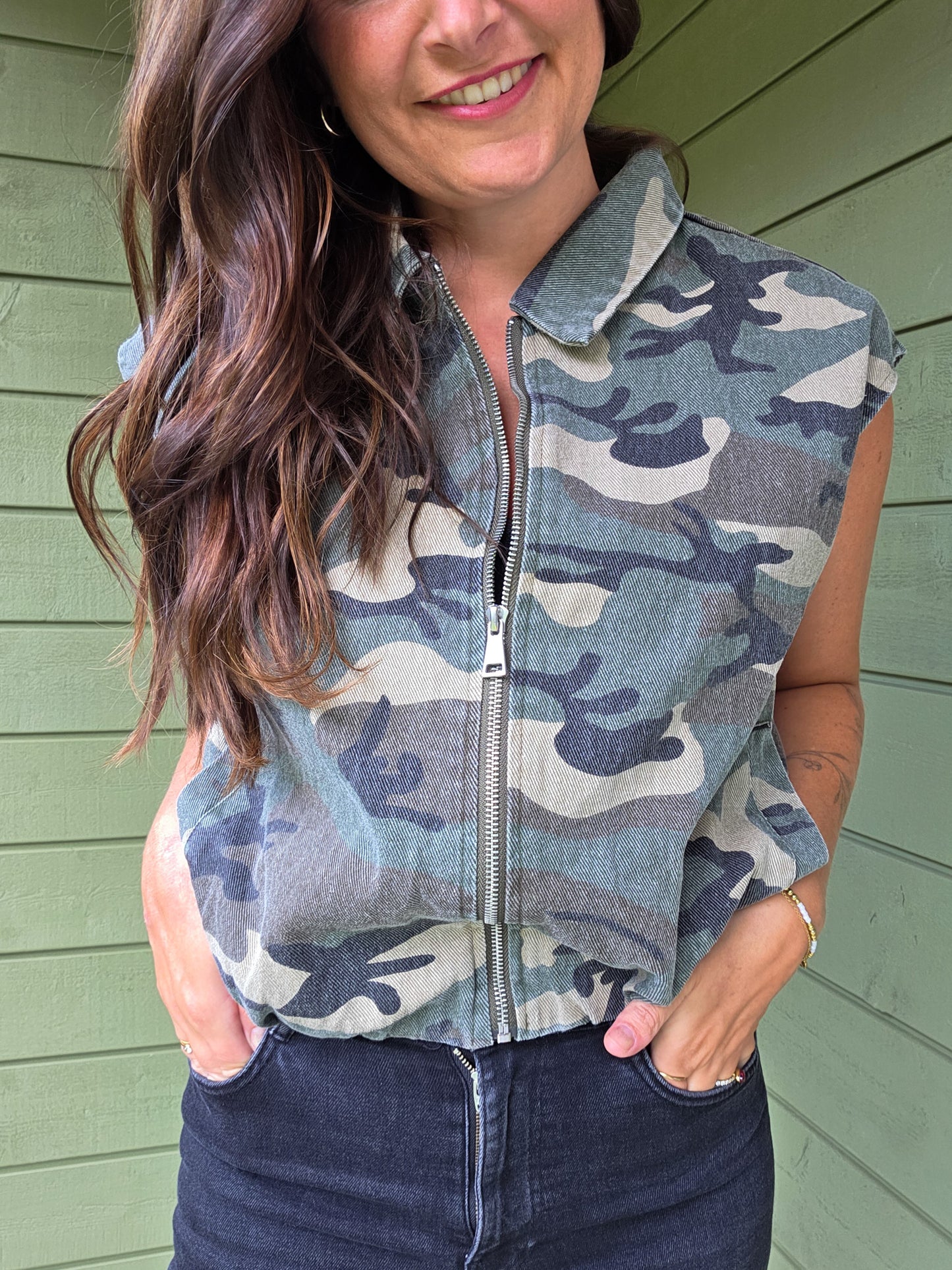 Army Zip Gilet