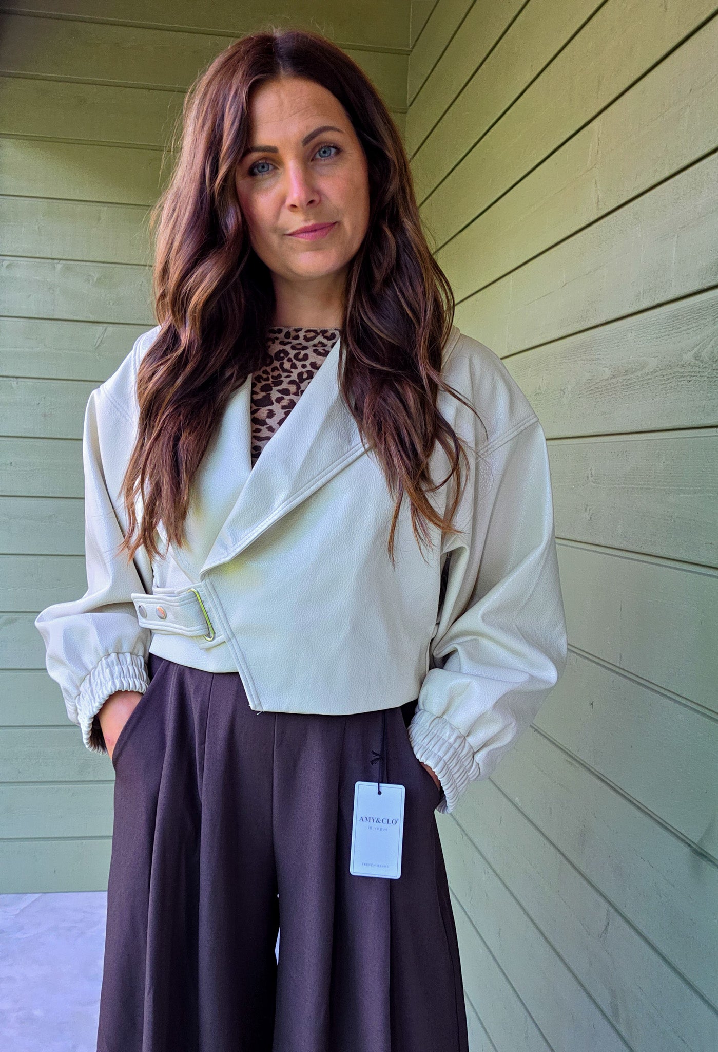 Cream Faux Leather Jacket
