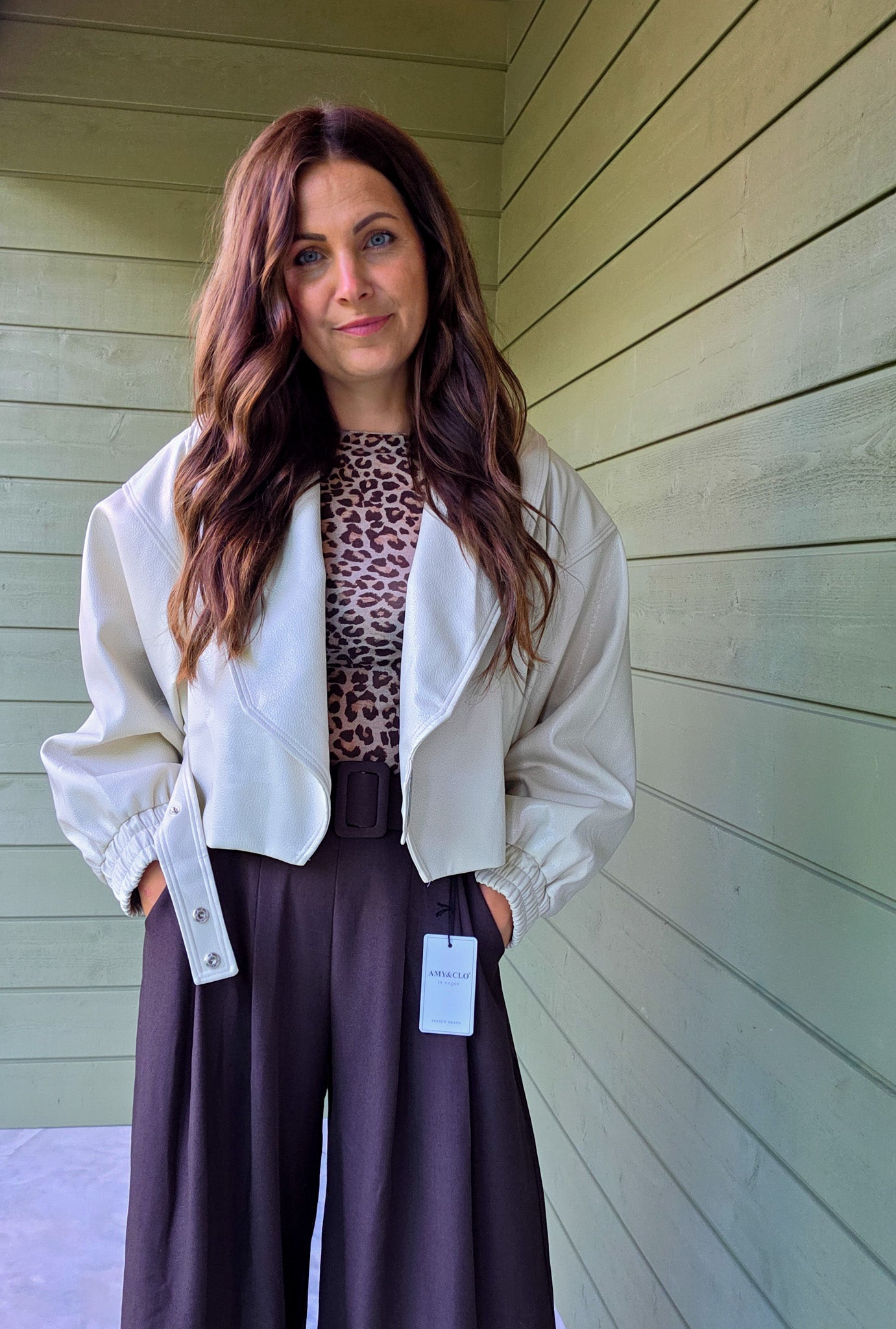 Cream Faux Leather Jacket