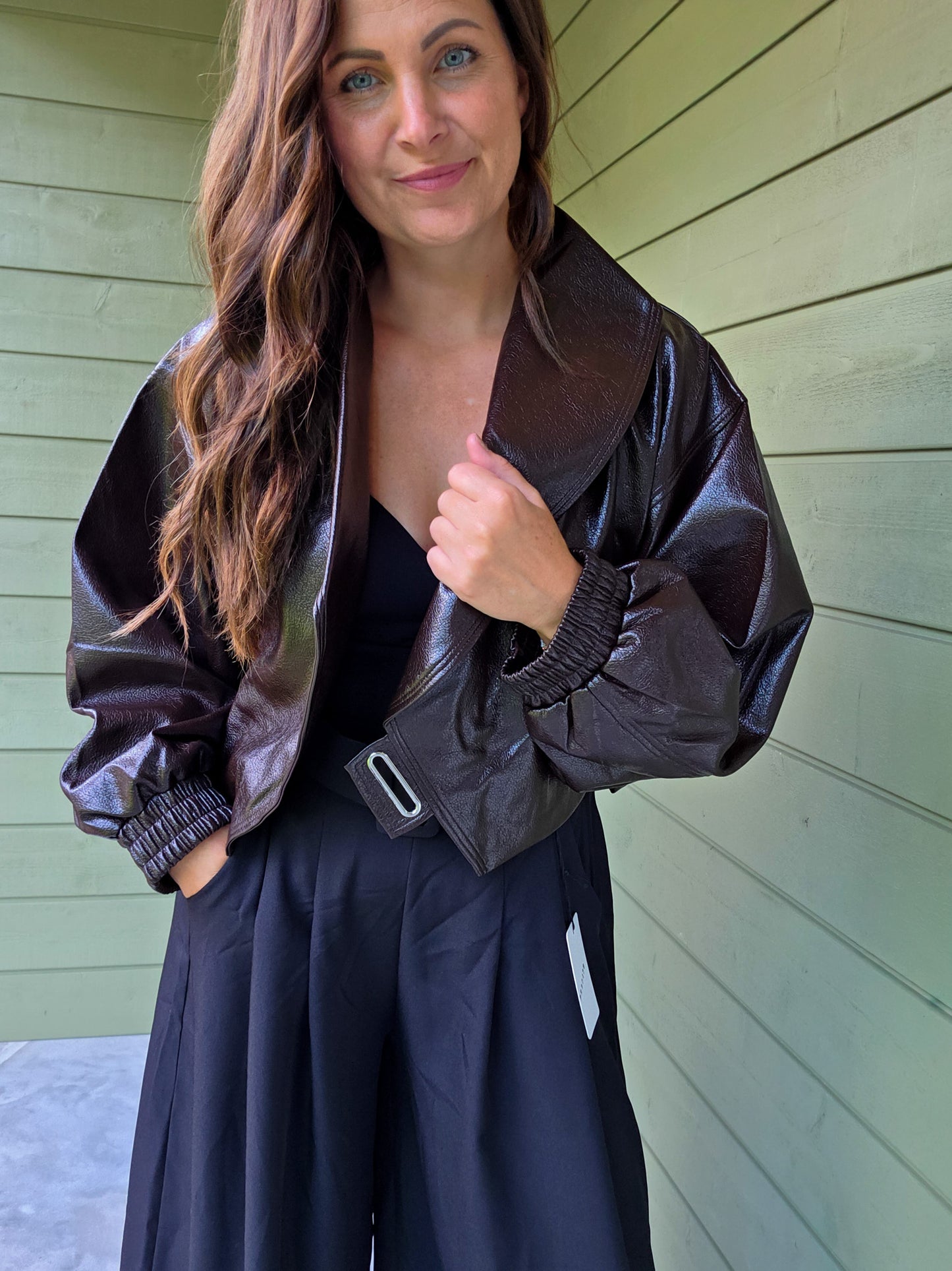 Brown Faux Leather Jacket
