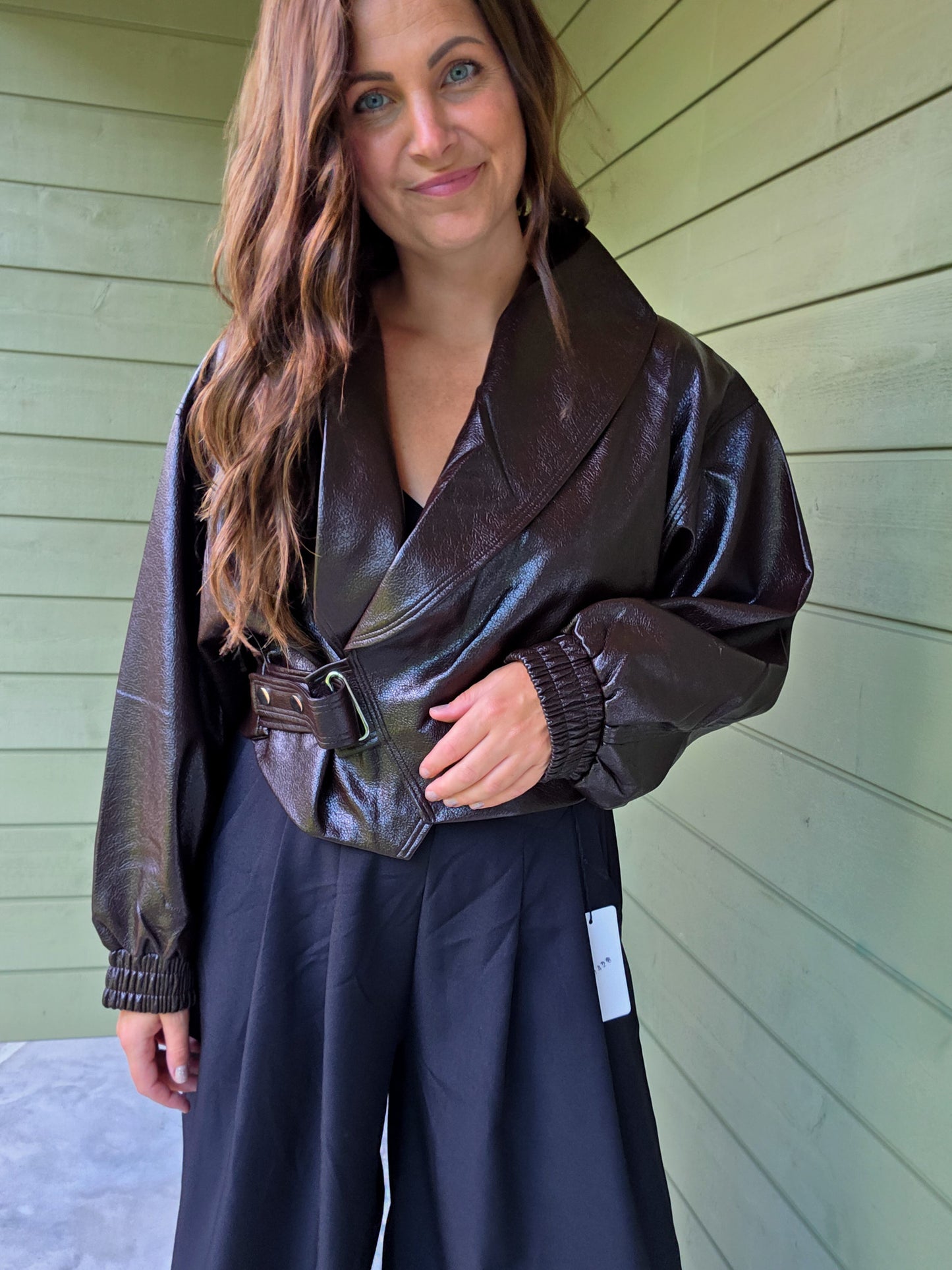 Brown Faux Leather Jacket