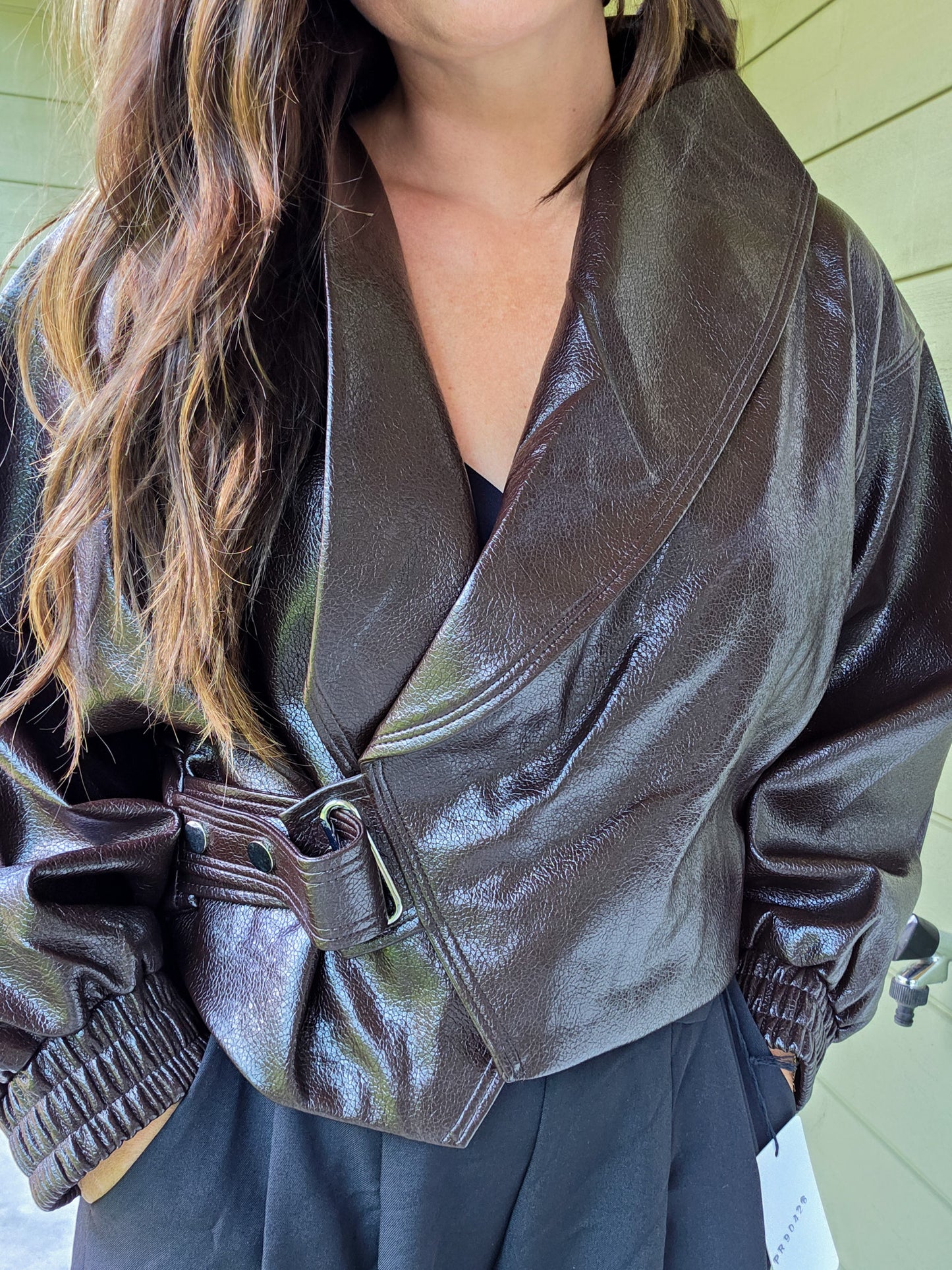 Brown Faux Leather Jacket