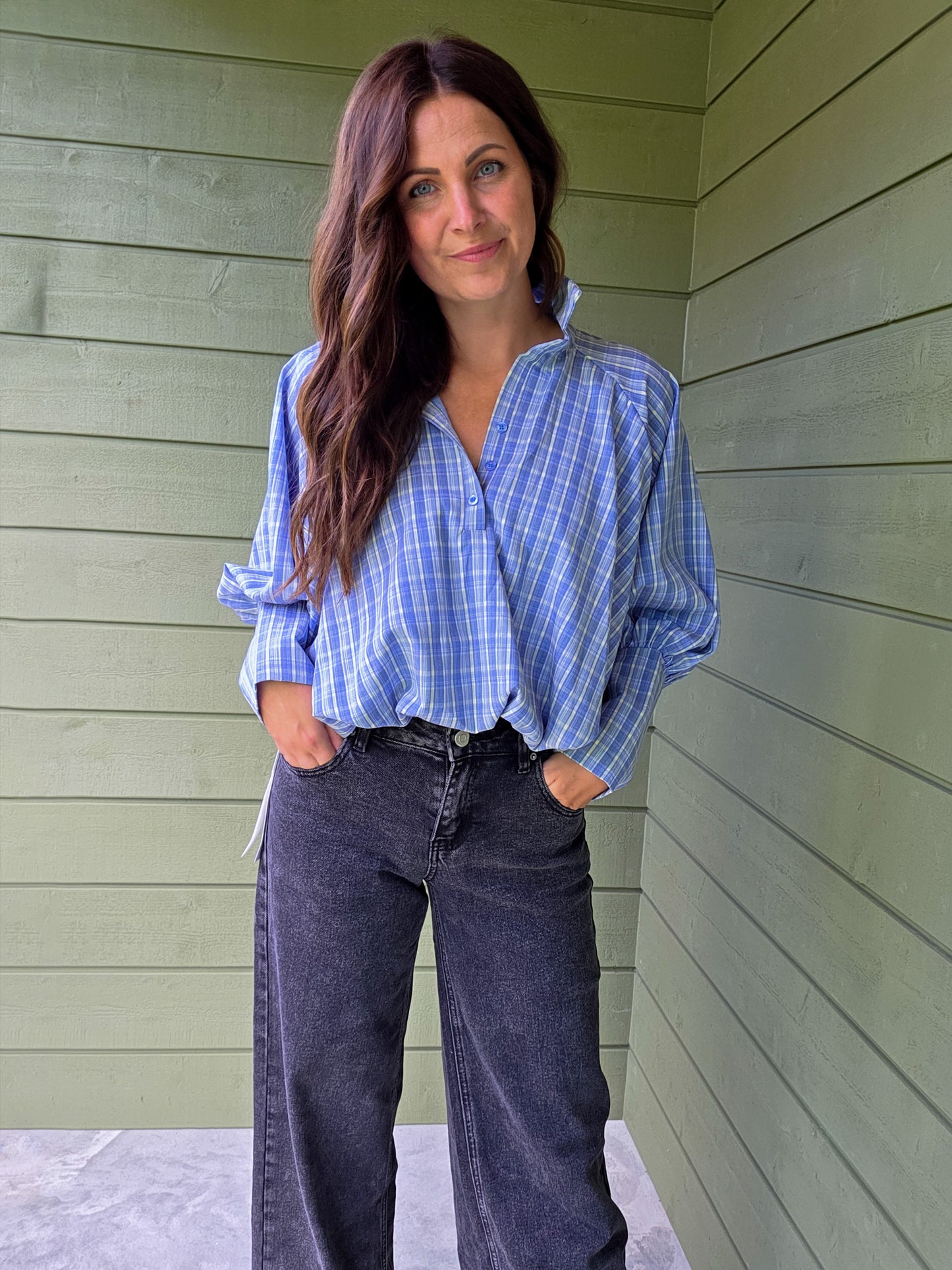 Blue Checked Blouse
