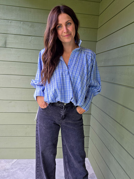 Blue Checked Blouse