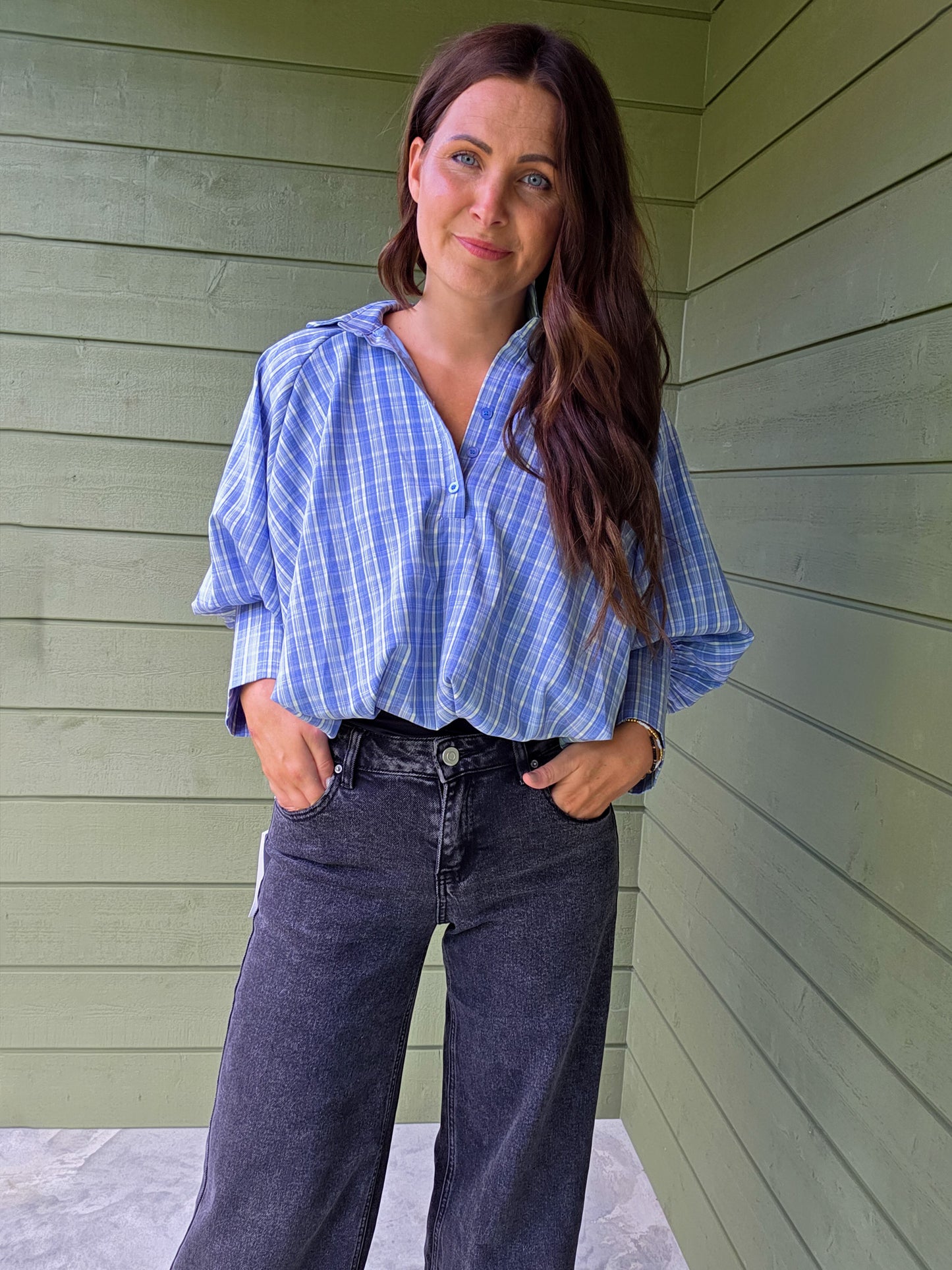 Blue Checked Blouse