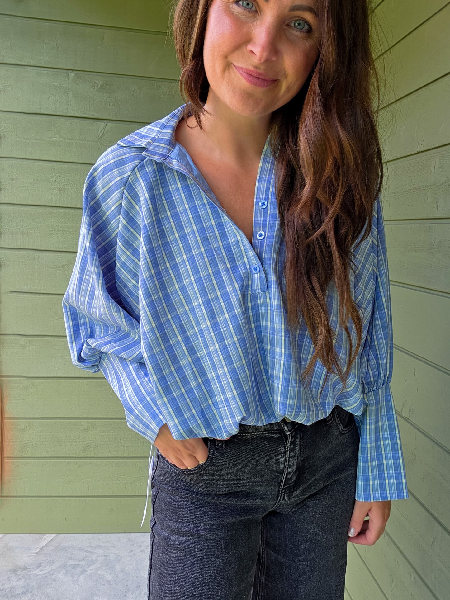 Blue Checked Blouse