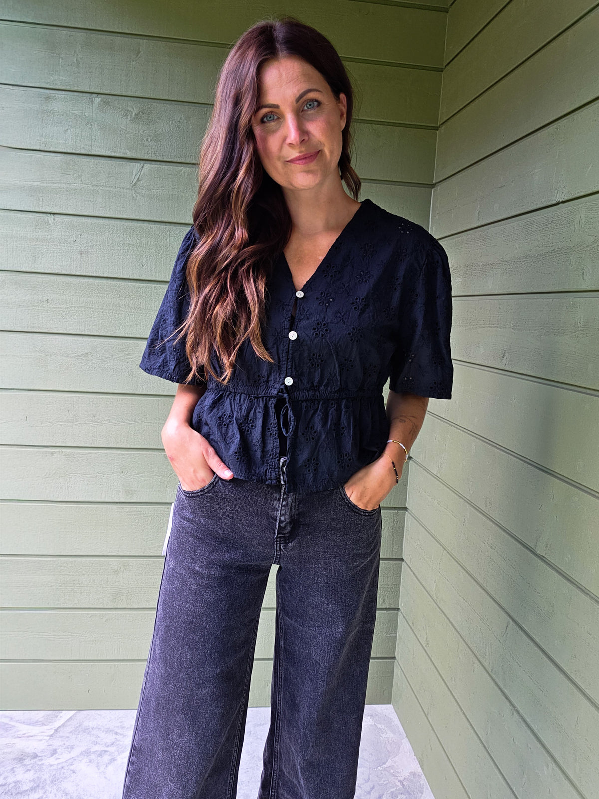 Zwarte Broderie Top