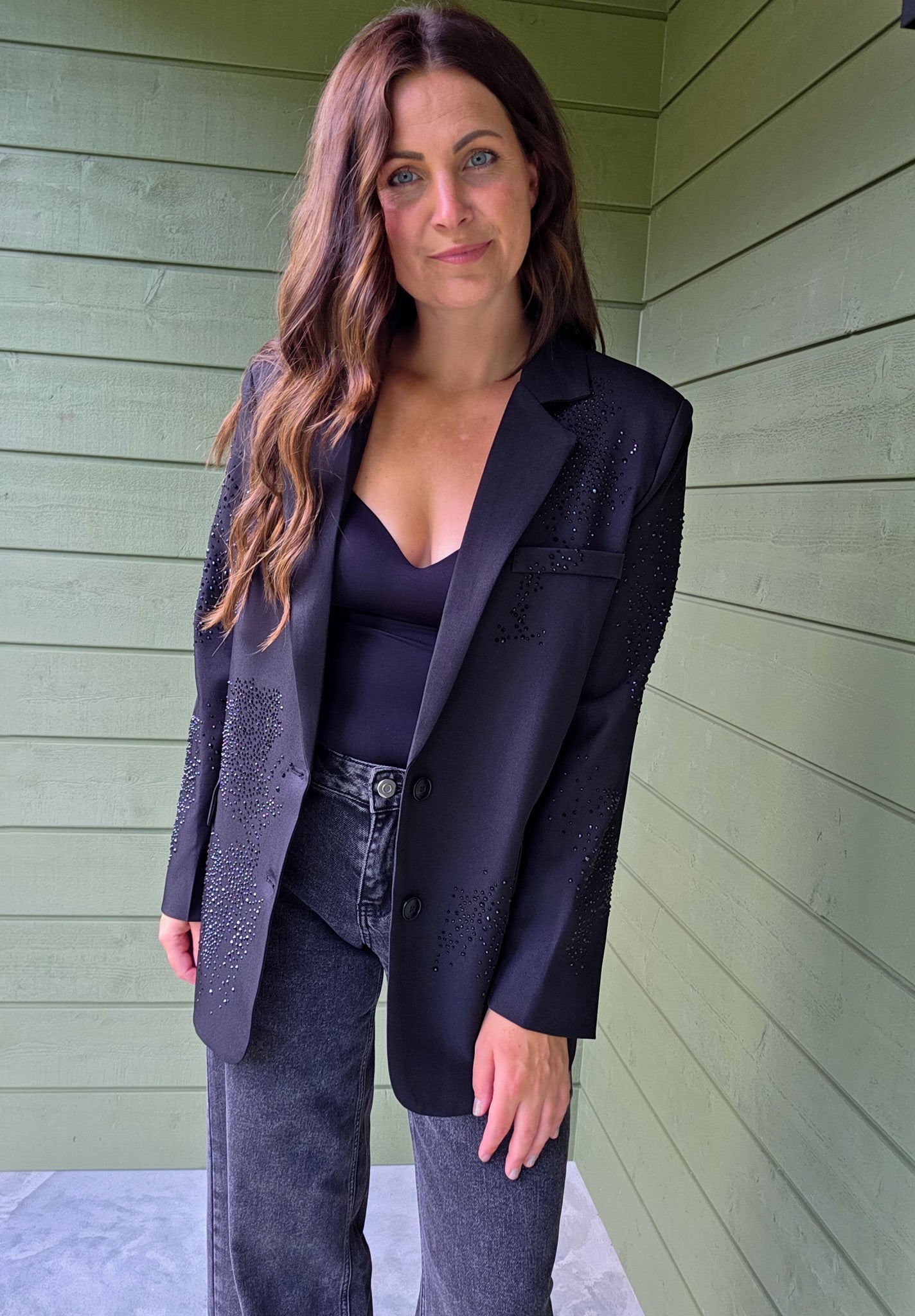 Glitter Blazer - Black Ambika