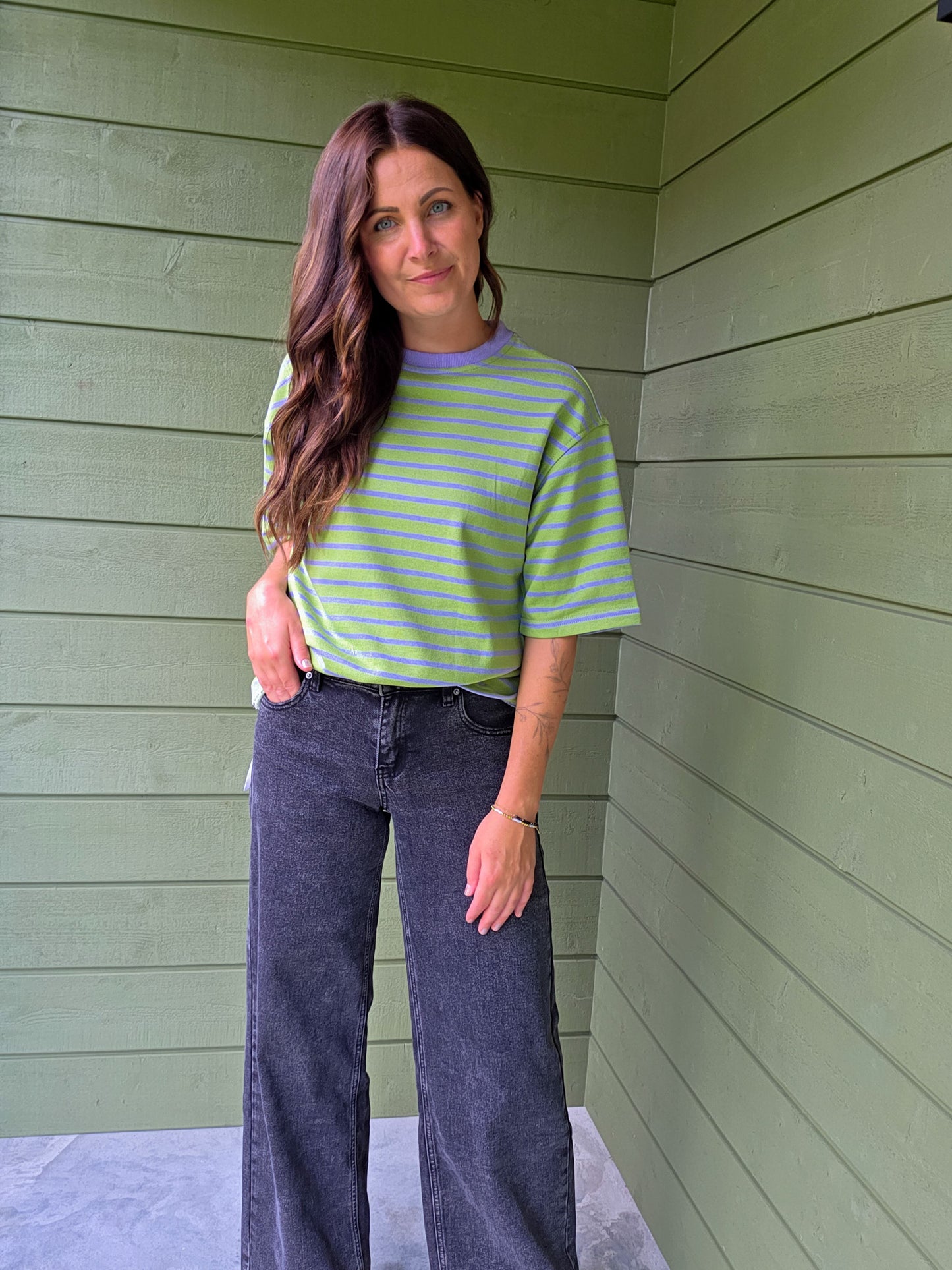 Green - Lilac Stripe T-shirt