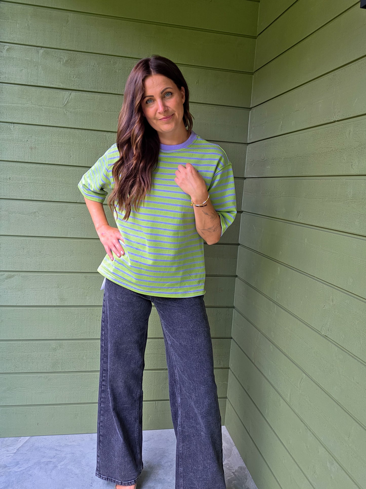 Green - Lilac Stripe T-shirt
