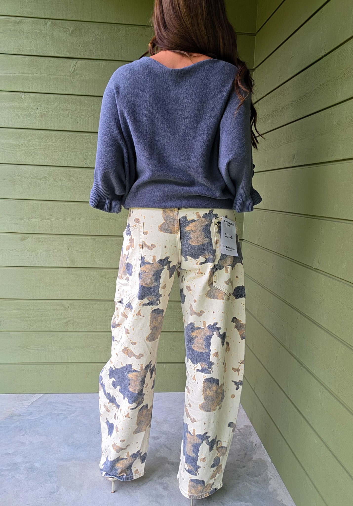 Abstract Print Wide Leg Jeans