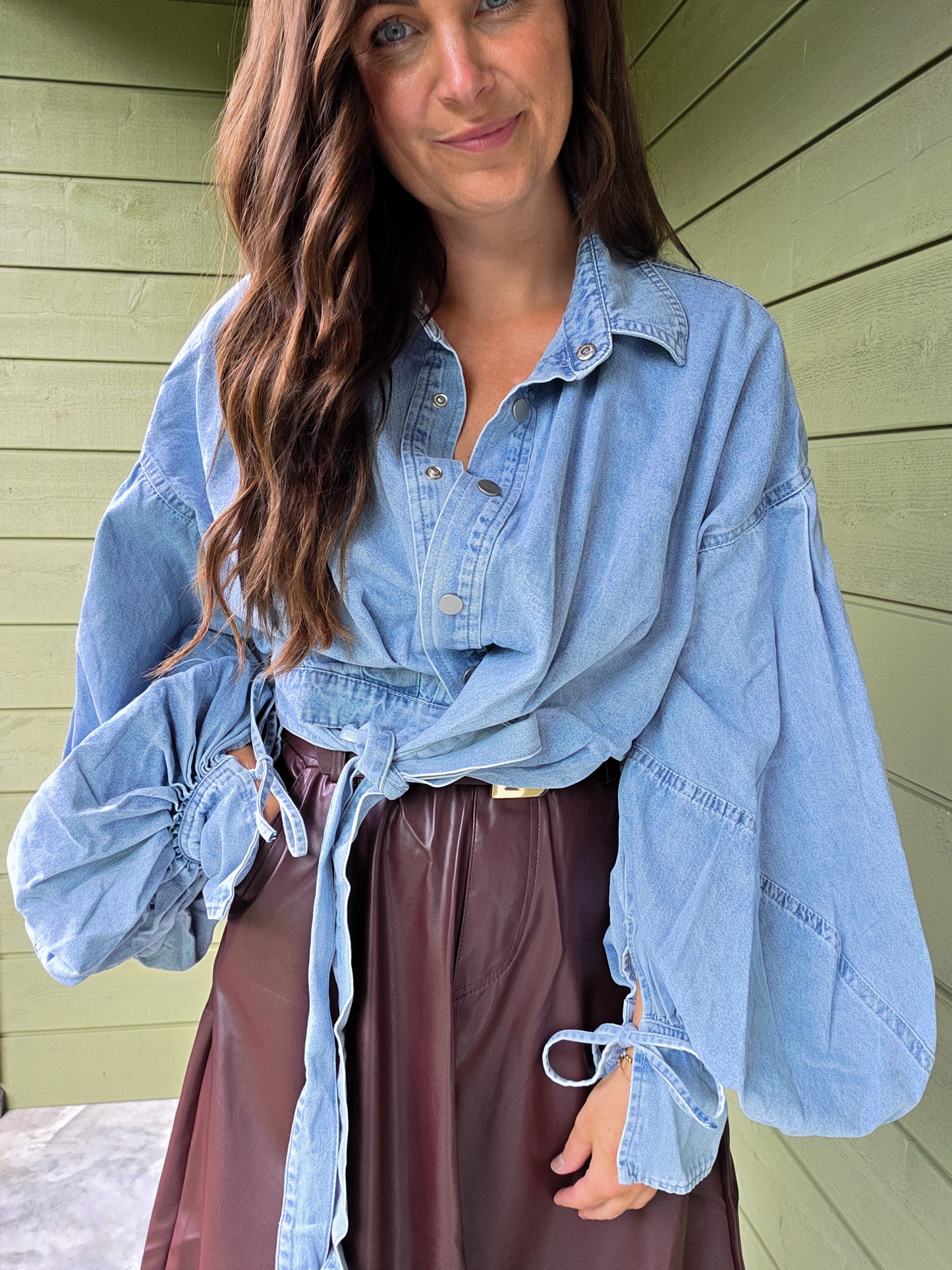 Denim Bow Blouse