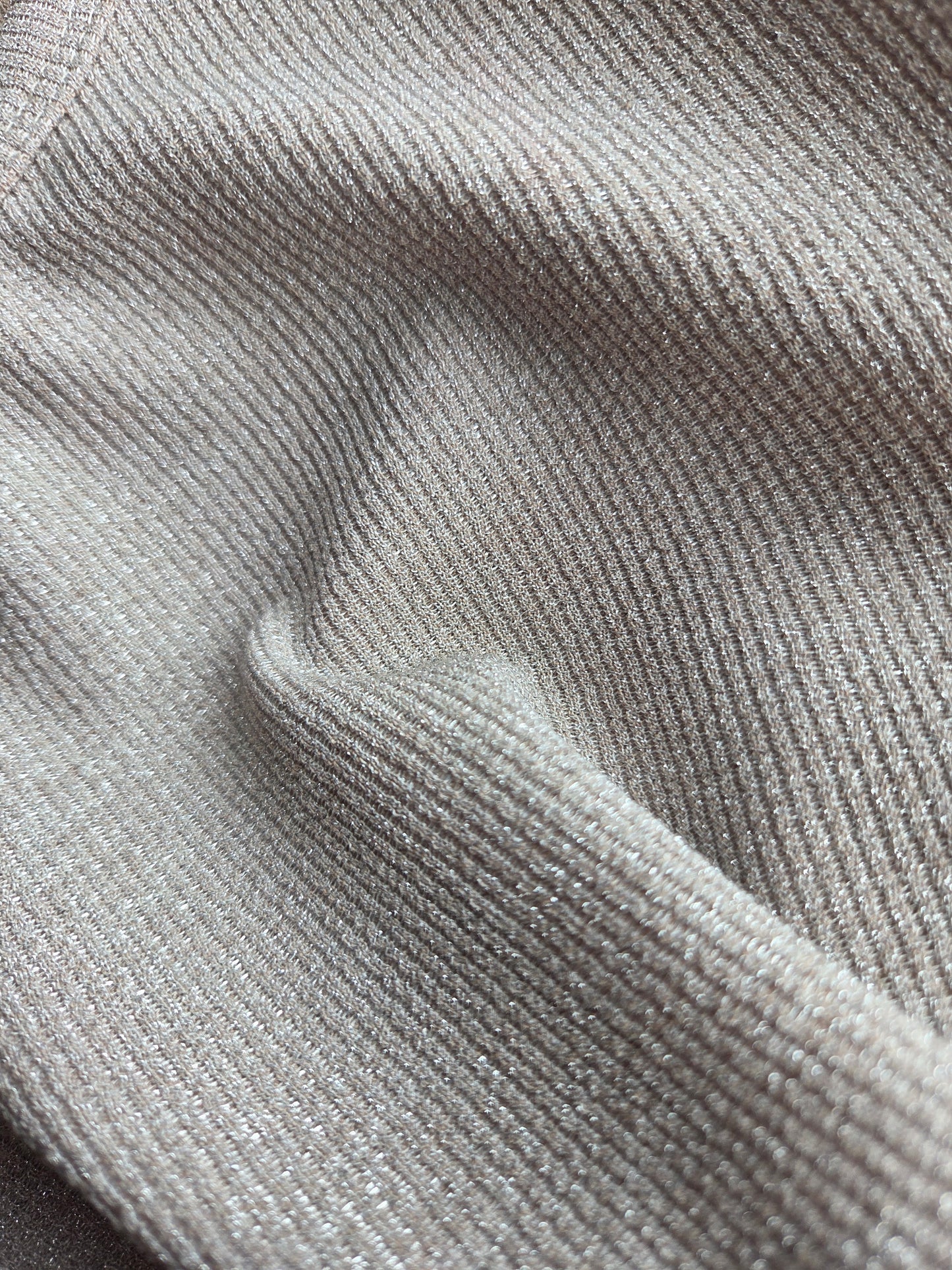 Rib Basic Glitter Top - Taupe