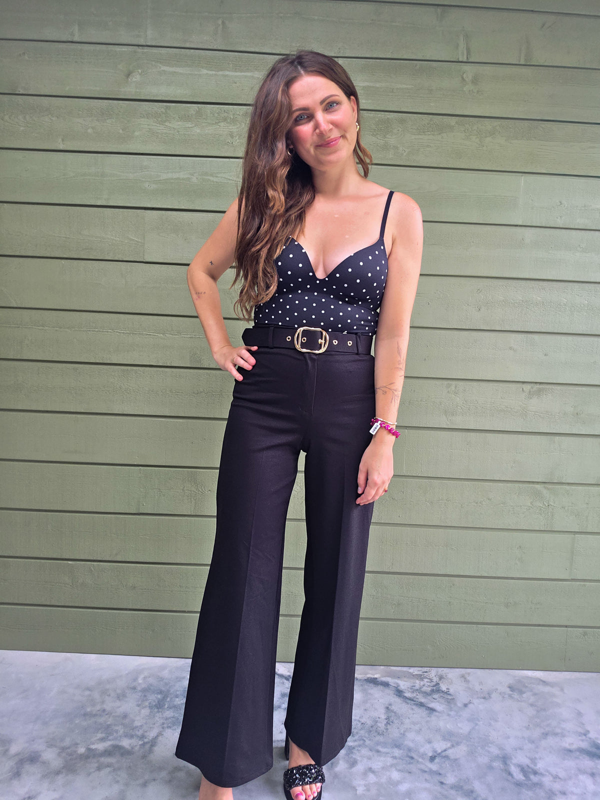 High Waist Wide Leg Broek - Black
