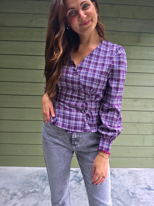 Check Blouse Purple