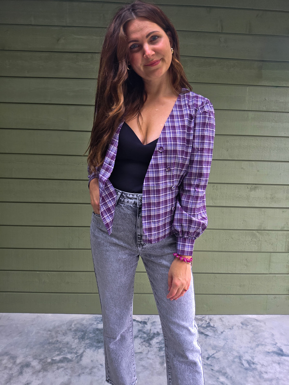 Check Blouse Purple
