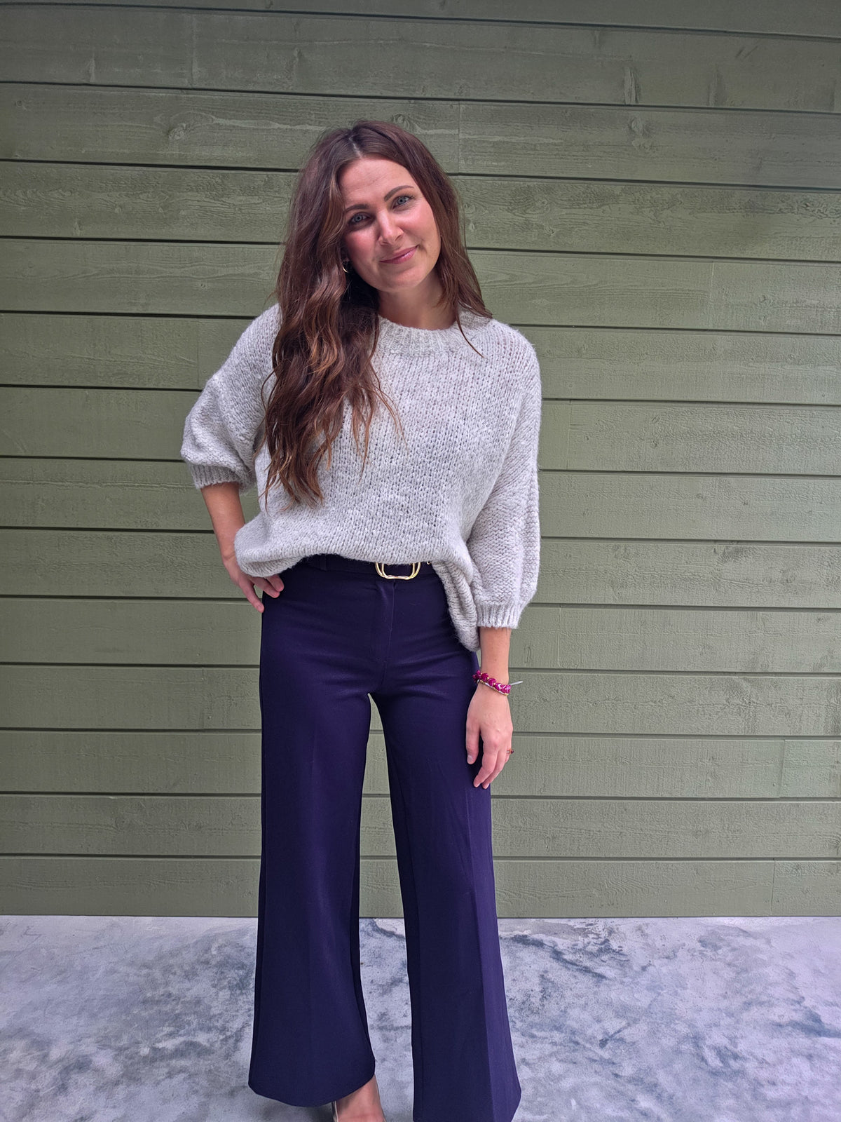 High Waist Wide Leg Broek - Navy