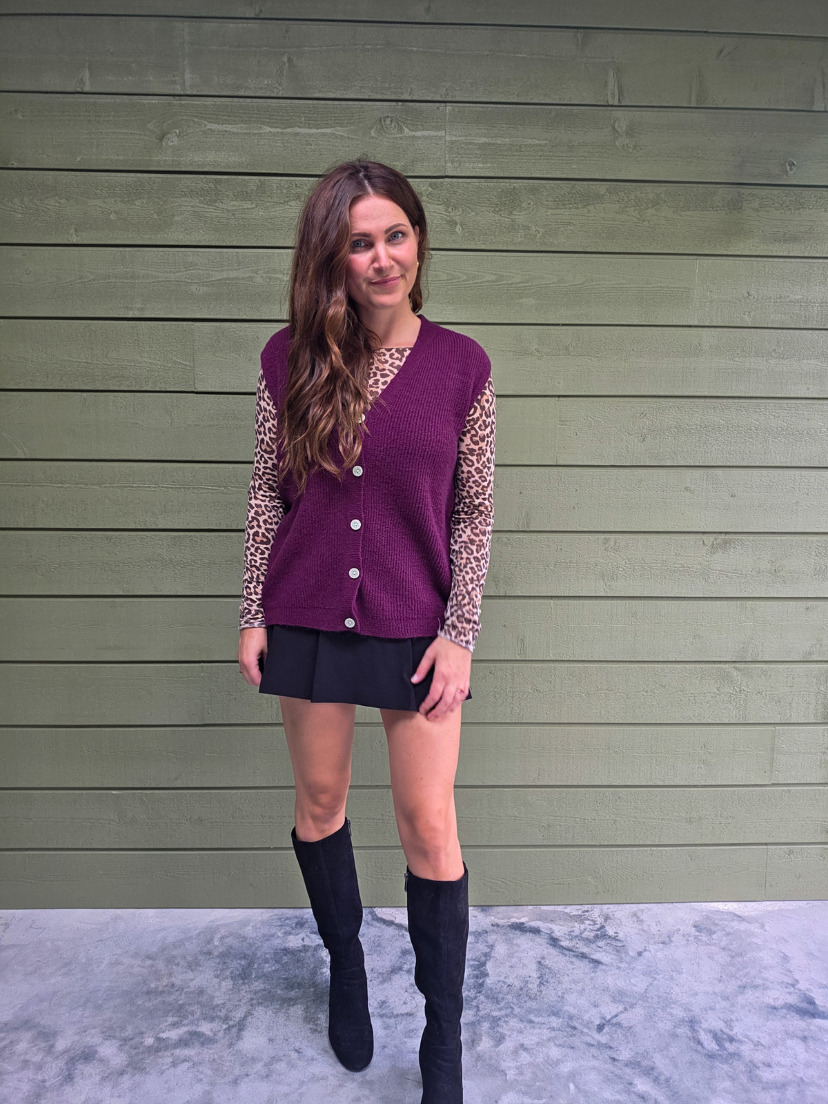 Ambika - Mouwloos Gebreid Vest/Gilet - Aubergine