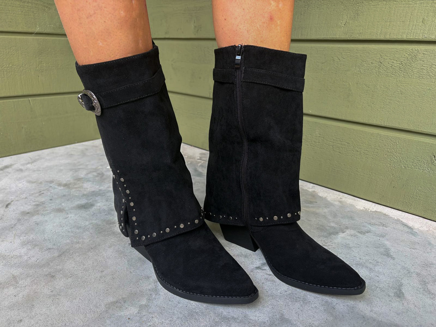Zwarte Suede Look laarsjes Met Studs