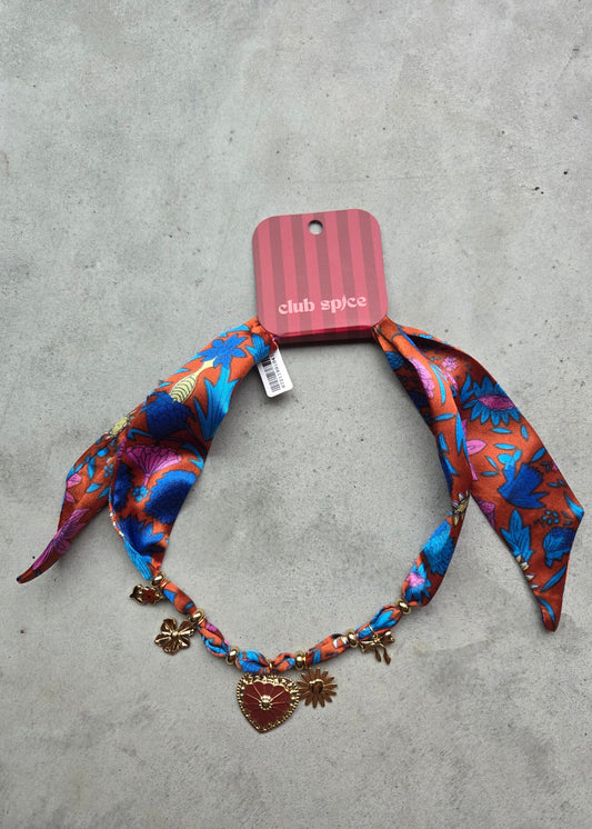 Bloemen Sjaalketting met Goudkleurige Bedels