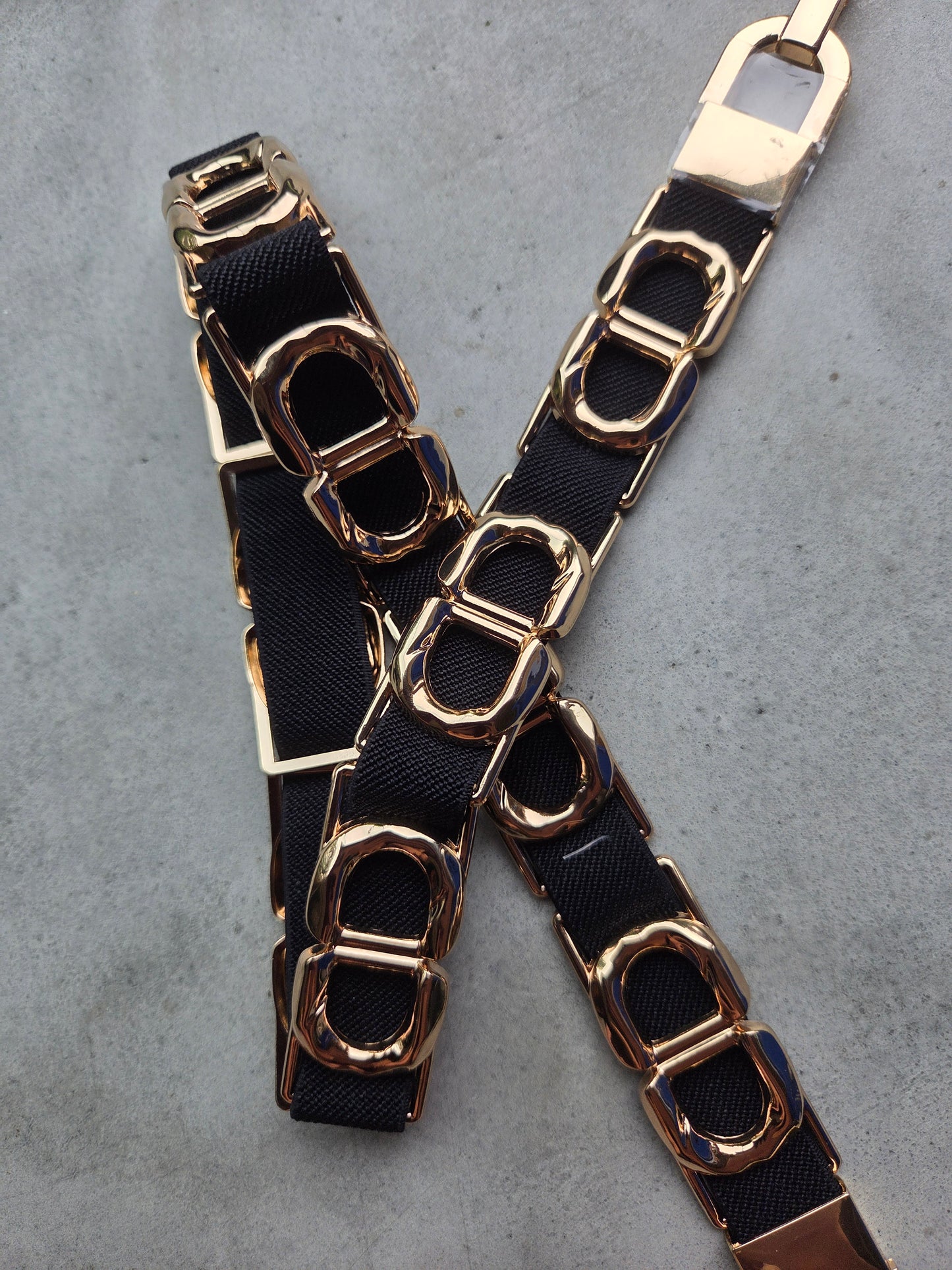 Elastische Taille riem Black/Gold
