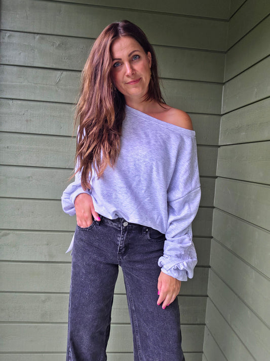 Off-Shoulder Sweather Grey