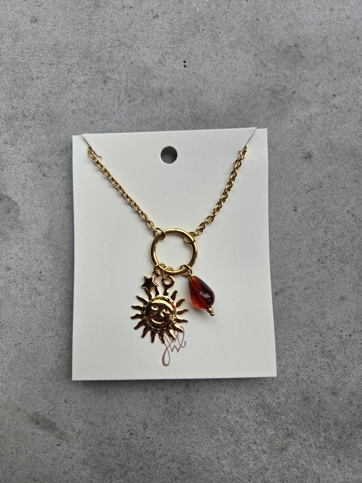 Sun Charm Necklace Gold