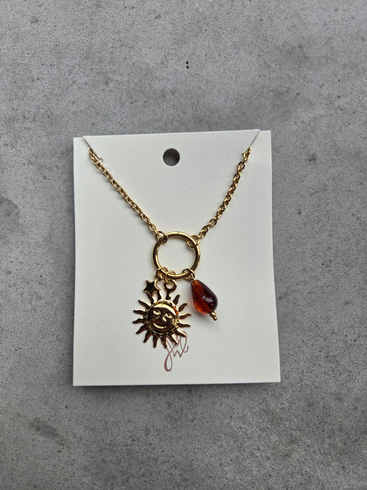 Sun Charm Necklace Gold