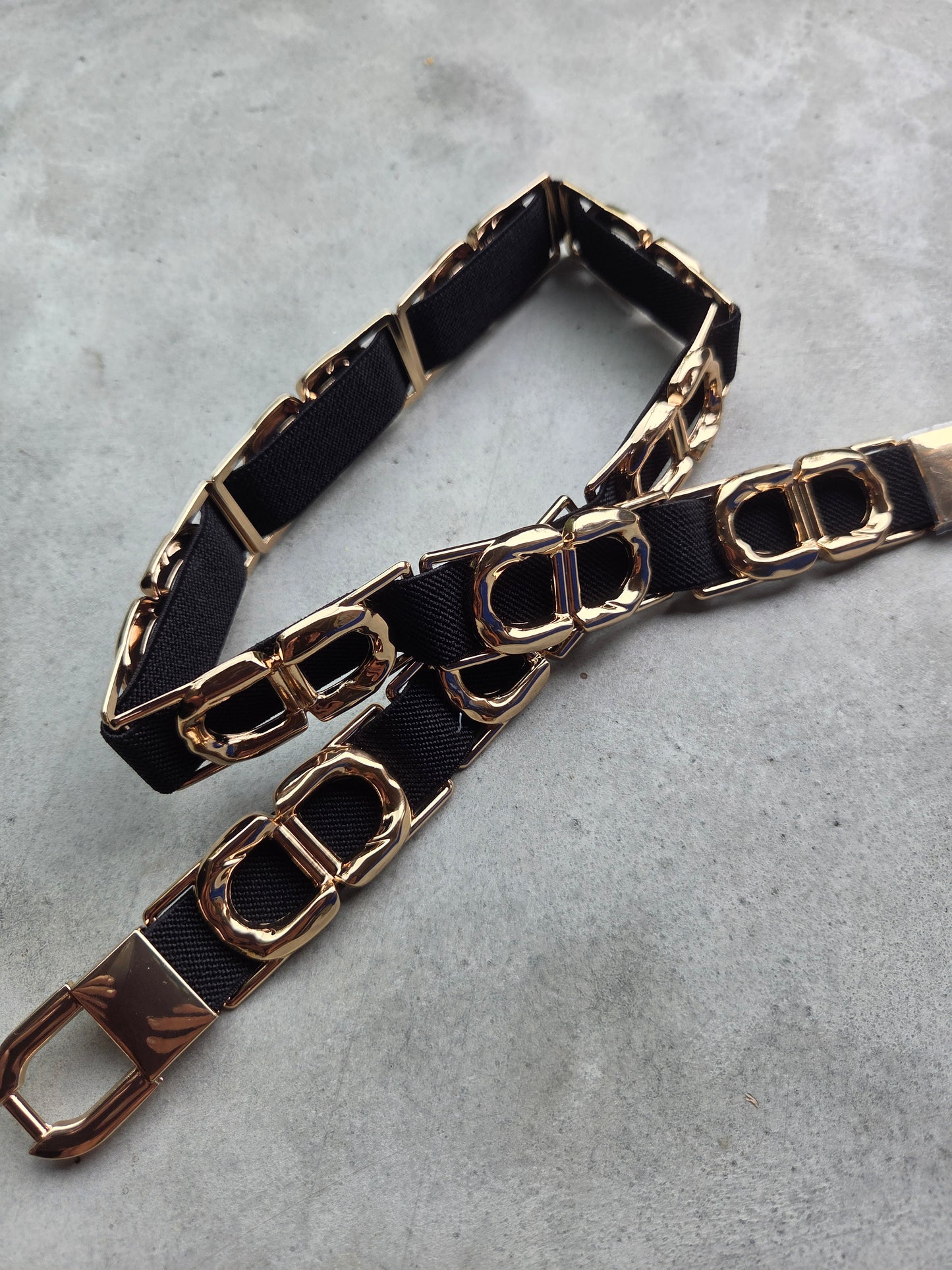 Elastische Taille riem Black/Gold