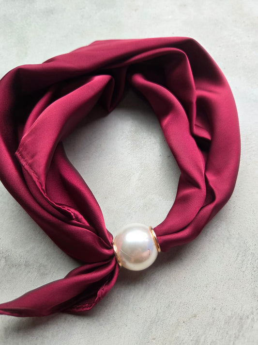 Bordeaux Sjaalketting met Parel