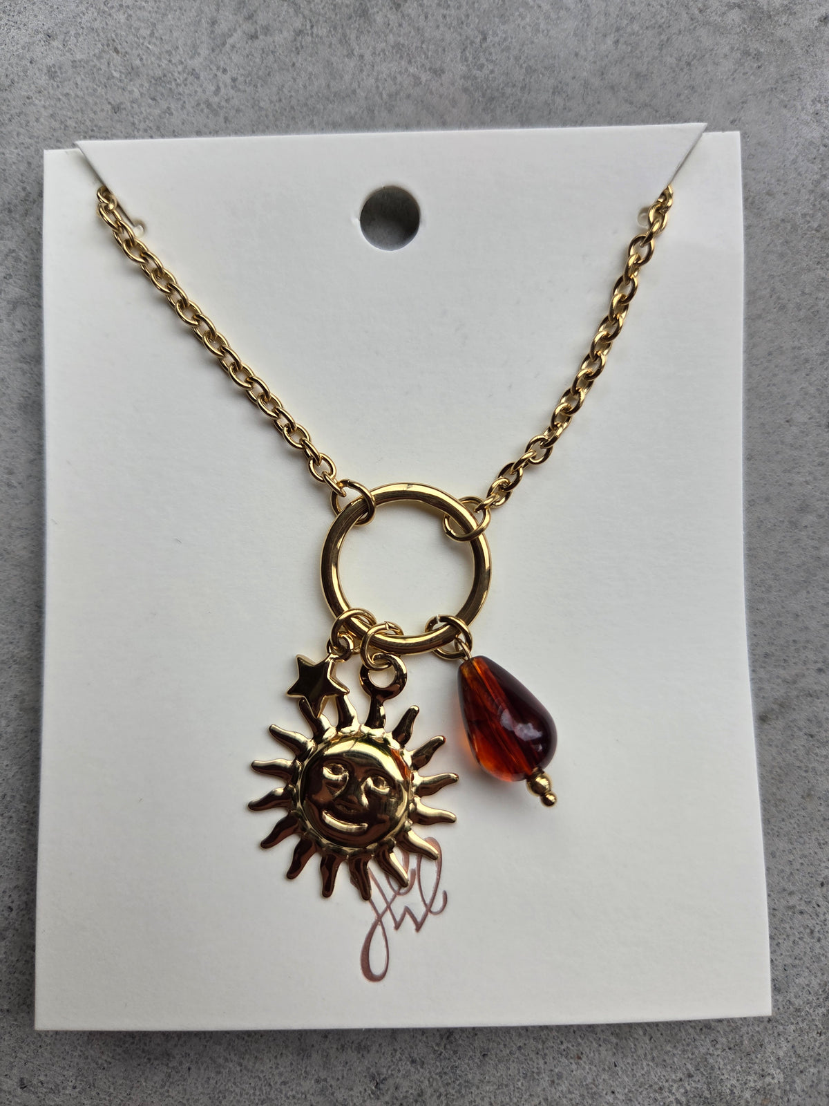Sun Charm Necklace Gold